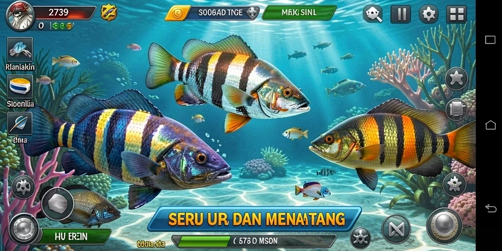 Tampilan gameplay <strong>2739</strong> dengan aksi menembak ikan yang seru.