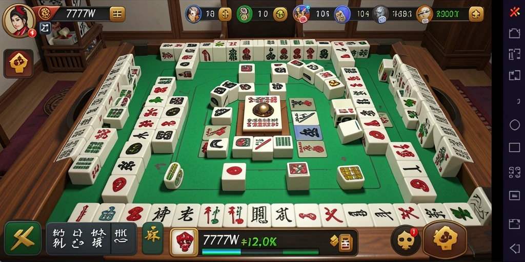 Screenshot gameplay 7777W yang menampilkan momen seru permainan Mahjong.