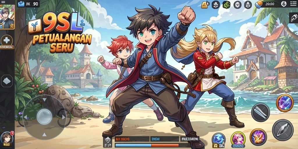 Screenshot gameplay 9SL yang menampilkan aksi seru karakter Anime.