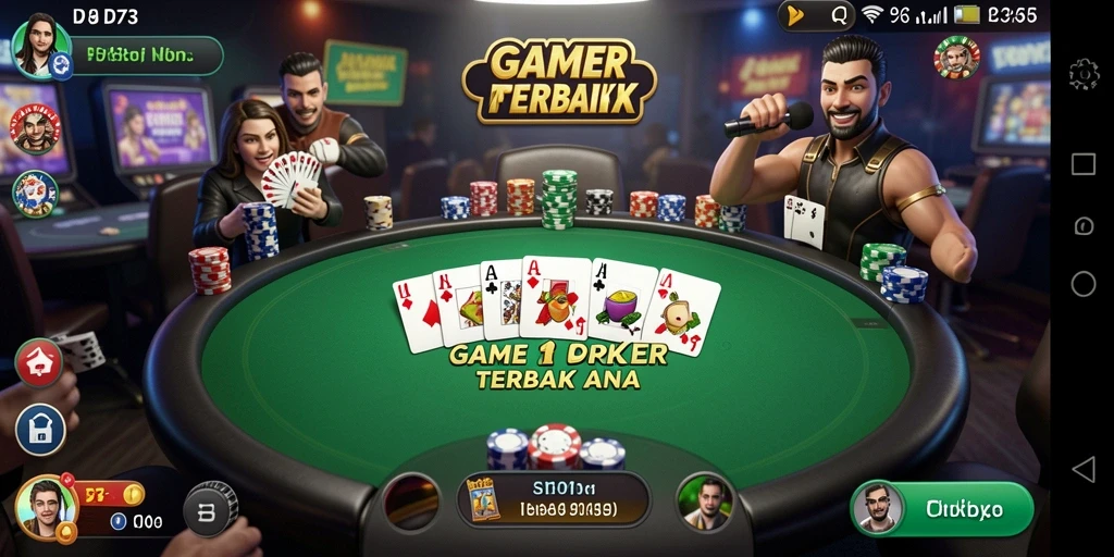 Screenshot gameplay D73 menampilkan momen seru bermain poker.
