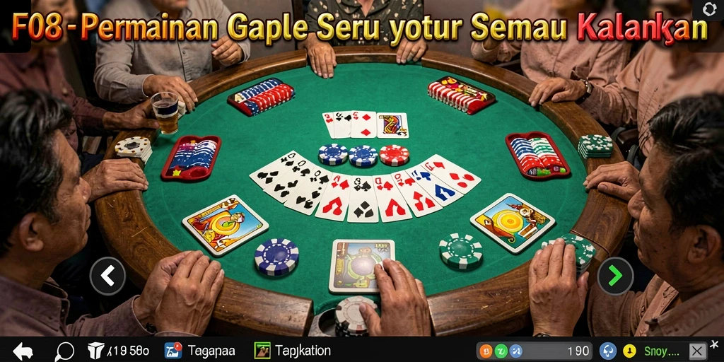 Tampilan gameplay Gaple F08 yang seru dengan fitur menarik.