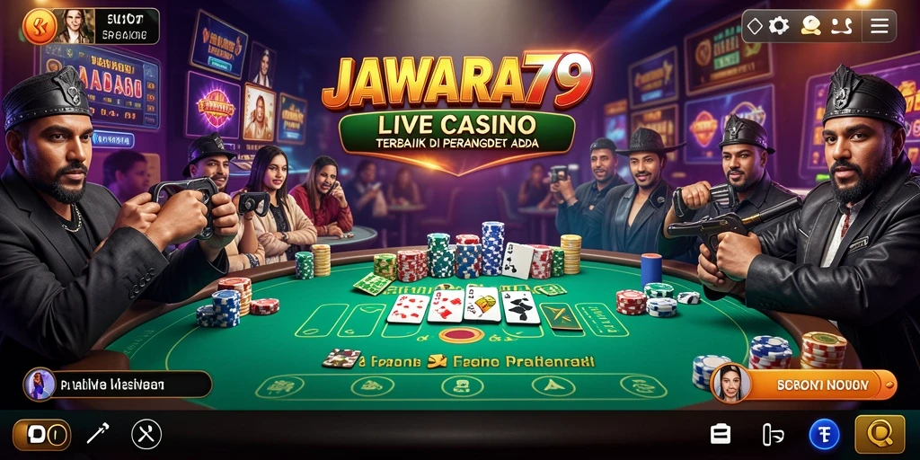 Screenshot JAWARA79 menampilkan dealer profesional dan suasana permainan Live Casino.