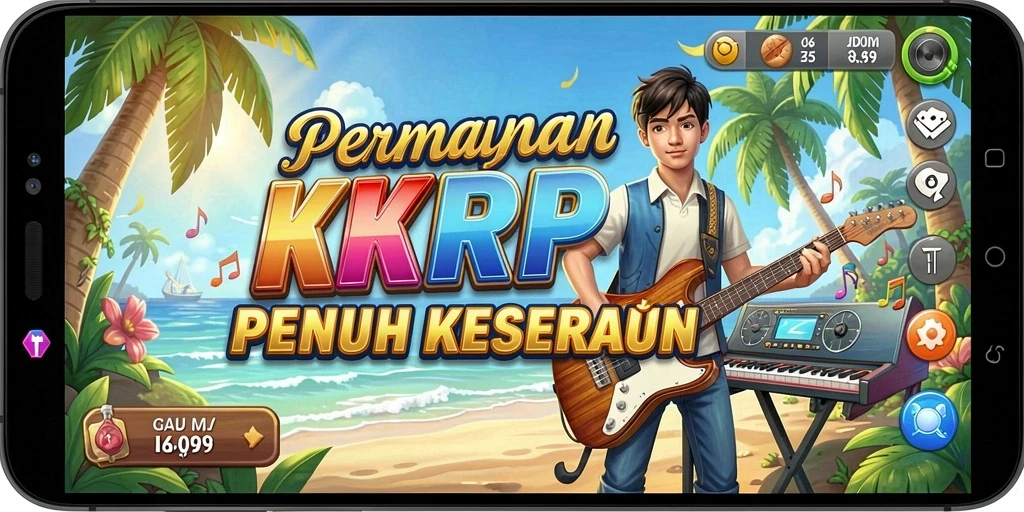 Tangkapan layar gameplay KKRP yang menunjukkan aksi musik seru.