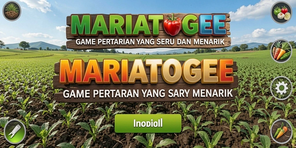 Screenshot gameplay MARIATOGEL yang menunjukkan lahan pertanian yang subur.
