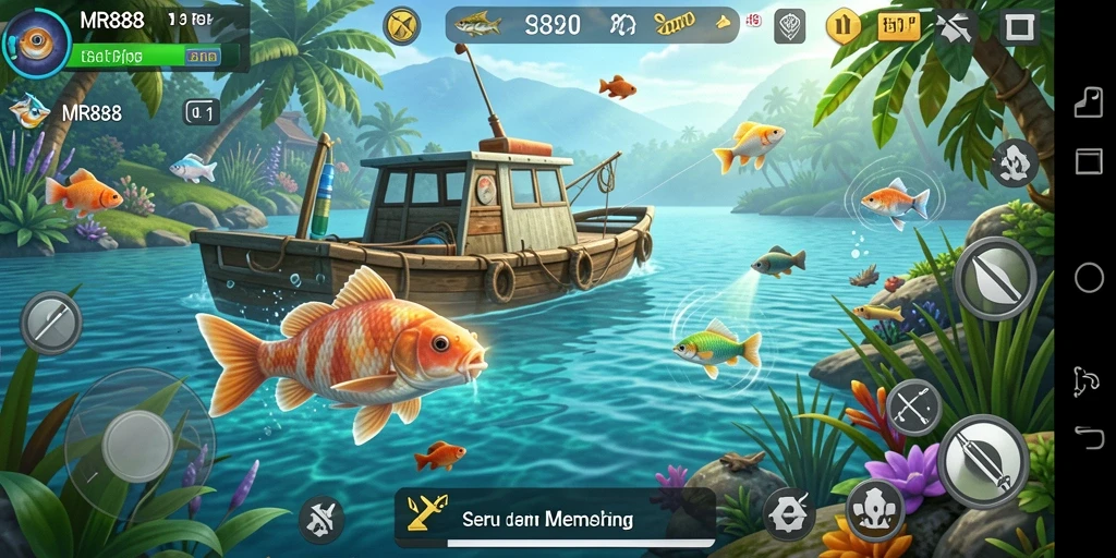Gameplay seru dengan berbagai jenis ikan menanti untuk ditangkap.