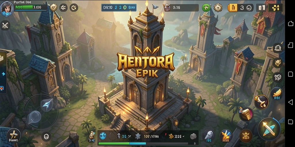 Tangkapan layar gameplay N06 yang menunjukkan pertahanan menara yang strategis.