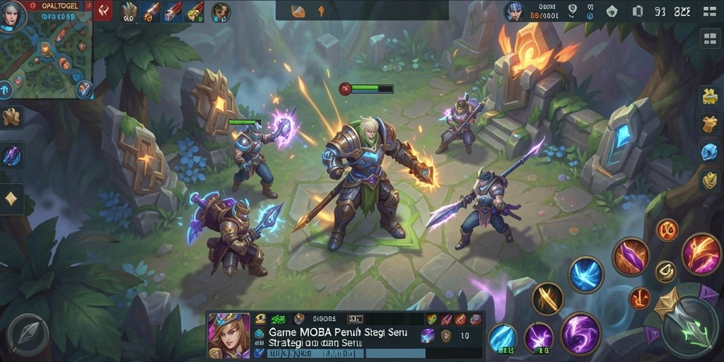 Tampilan gameplay OPALTOGEL dengan aksi seru di arena MOBA.