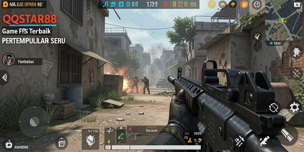Tampilan gameplay intens dari QQSTAR88 dalam pertempuran FPS.