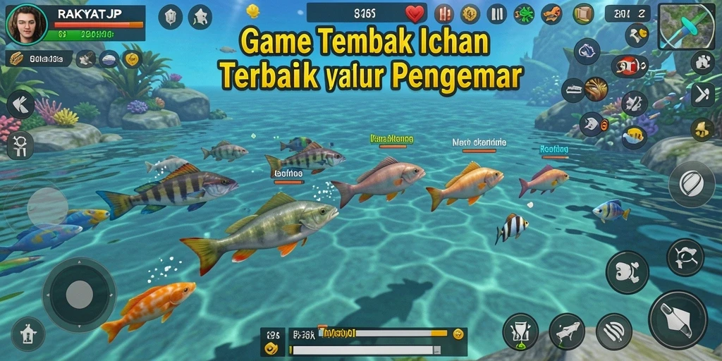 Tampilan gameplay yang seru dari RAKYATJP dalam aksi menembak ikan.