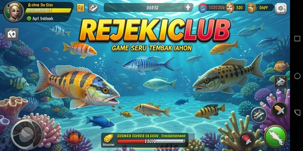 Gameplay seru di REJEKICLUB dengan berbagai ikan untuk ditembak.