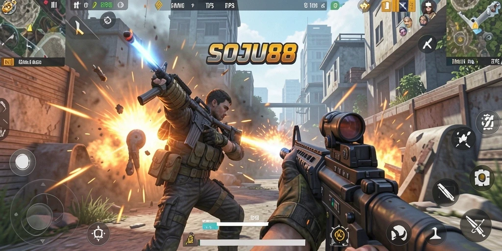 Tampilan aksi seru dari gameplay SOJU88 yang mendebarkan.