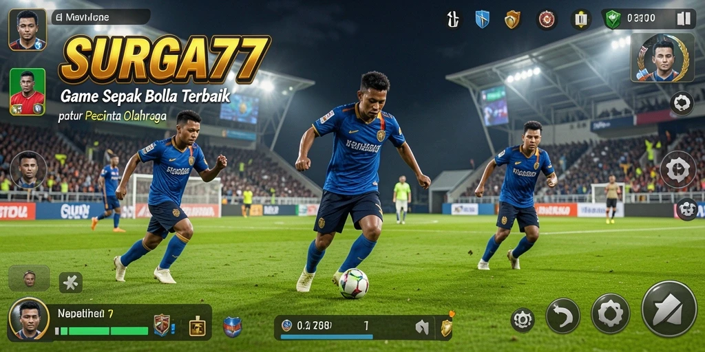Screenshot menunjukkan aksi seru dalam permainan sepak bola.