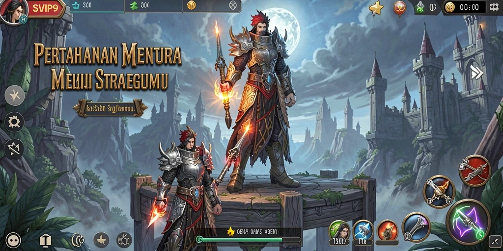 Screenshot gameplay <strong>SVIP9</strong> menampilkan strategi pertahanan menara yang menegangkan.