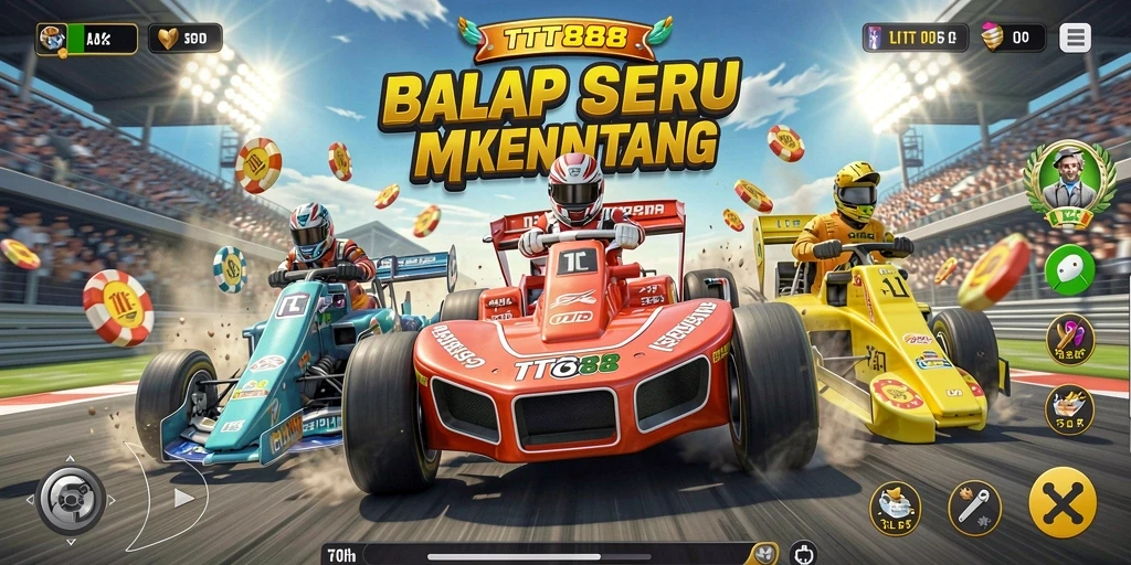 Gameplay TTT888 menampilkan balapan penuh aksi dan kecepatan.