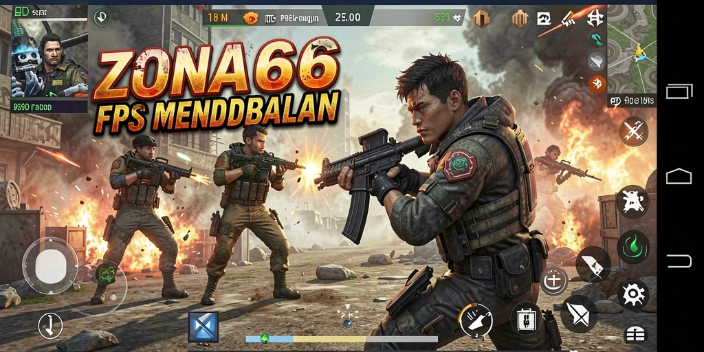 Gameplay seru ZONA66 dengan pertempuran yang intens.
